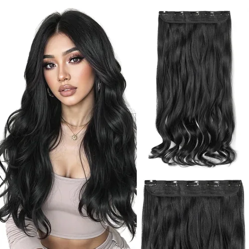 Vista 9 de S-noilite Extensiones de cabello de una pieza con clip, color rubio balayage de 18 pulgadas, en forma de U, extensiones de cabello de trama de una