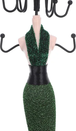 Vista 3 de BESTOYARD Princess Jewelry Mannequin Display Stand Jewelry Holder Necklace and Earring Organizer Rainbow Green Female Dress Form Accessories