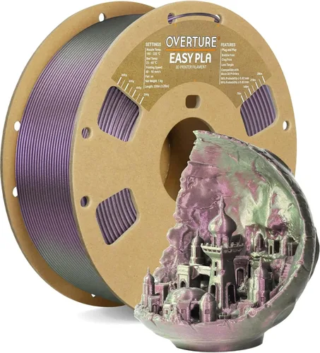 Vista 103 de OVERTURE - Filamento de ácido poliláctico (Easy PLA) para impresora 3D de 1.75 mm, bobina de cartón de 2.2 libras, precisión dimensional +/- 0.02
