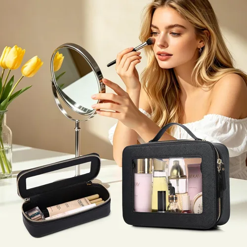 Vista 2 de Bolsa de maquillaje transparente (negro L)
