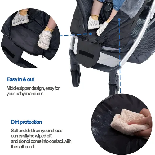 Vista 6 de Yobee Saco universal para cochecito de bebé, saco de dormir cálido para caminar al aire libre, para correr, impermeable, a prueba de invierno, saco