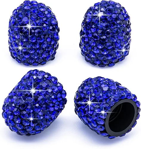 Vista 28 de 4 tapas de válvula de vástago de neumático de diamantes de cristal brillante, a prueba de polvo, tapas universales para válvulas de neumáticos