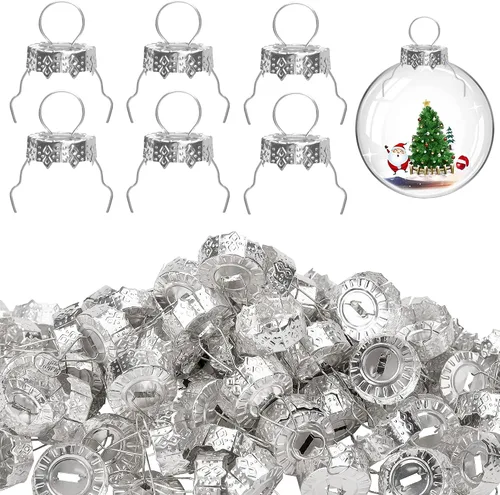 Vista 8 de moonoom 100 tapas redondas de adorno de Navidad, tapas de metal extraíbles doradas, tapa de adorno de Navidad para decoración de porcelana