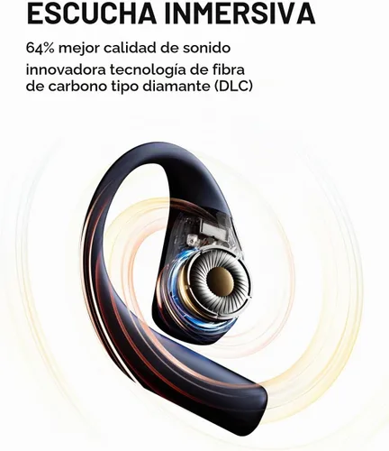 Vista 6 de 1MORE S70 - Auriculares abiertos con Bluetooth, inalámbricos y cómodos, para salir del oído, equilibrio AIR+, IPX5 impermeable, 40 horas de Negro
