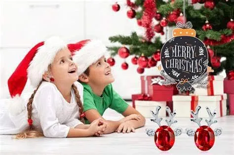 Vista 3 de 9 Pairs Christmas Earrings for Teen Girls Holiday Earrings for Women Bow Tree Snowflake Earrings