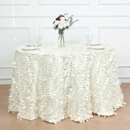 Vista 6 de TABLECLOTHSFACTORY - Mantel cuadrado de tela de tafetán de pétalos de hojas 3D de 54 pulgadas, color negro