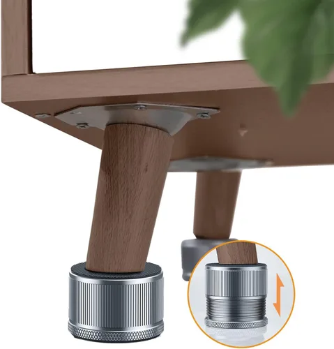 Vista 8 de Elevadores de cama resistentes, elevadores de muebles de metal, elevador de muebles autoadhesivo con rosca, ajuste de altura de 0.9 a 1.7 pulgadas