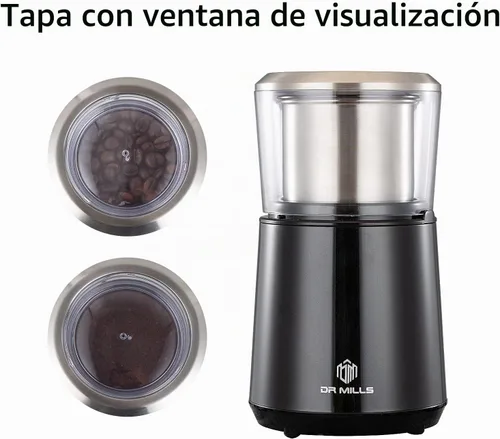 Vista 8 de DR MILLS DM-7451 Molinillo de café eléctrico, molinillo de grano de café eléctrico especias secas, tuerca, molinillo de hierbas, taza desmontable