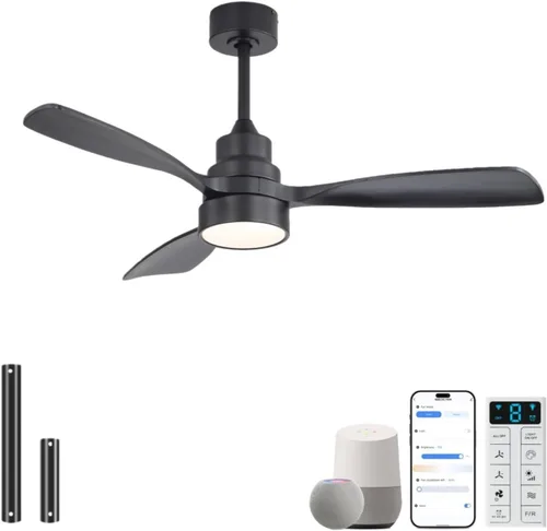 Vista 10 de Sofucor Ventiladores de techo inteligentes de 60 pulgadas con luces, ventilador de techo inteligente moderno para exteriores