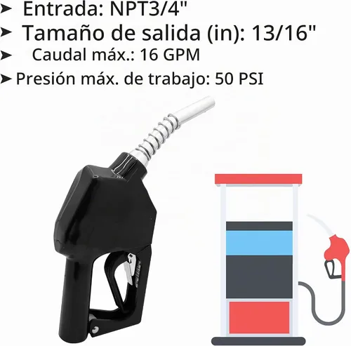 Vista 5 de 11A Negro 3/4 "NPT Boquilla de combustible automática Boquilla de apagado automático Boquilla de bomba de gas Boquilla de flujo máximo 16 GPM con 3