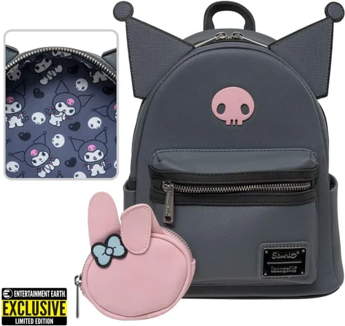 Vista 2 de Loungefly Sanrio Kuromi and My Melody Best Friends Forever - Mini-mochila exclusiva con monedero