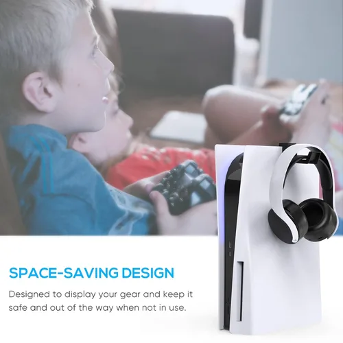 Vista 6 de Klipdasse Headset Stand for PS5 Console, Headset Holder for PlayStation 5 Accessories PS5 Stand Accessories Black