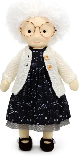 Vista 12 de BlissfulPixie Muñeca Waldorf hecha a mano, conejito de 12 pulgadas, muñeca de trapo suave con bonito peluche, ideal para bebés y niños pequeños