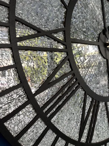 Vista 3 de Reloj de pared dorado con espejo grande, reloj de pared con espejo de plata real, relojes modernos para pared, reloj grande silencioso sin tictac