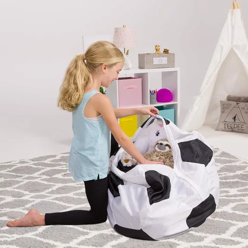 Vista 37 de Posh Creations Funda de puf para niños con almacenamiento para animales de peluche - Organizador de juguetes para niños, Mediano 68.58 cm - Lona