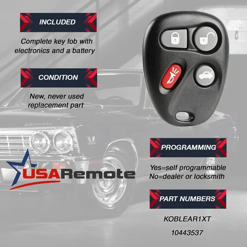 Vista 3 de Llavero de coche con control remoto de entrada sin llave compatible con Chevy Corvette Malibu SSR/Pontiac Bonneville Grand Am/Buick Lesabre/Cadillac
