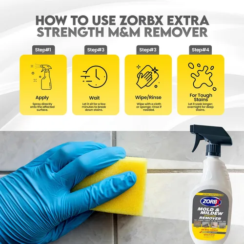Vista 10 de ZORBX Extra Strength M&M Remover and Cleaner - Spray limpiador sin lejía Fórmula sin exfoliante Removedor de olores multiusos para alfombras