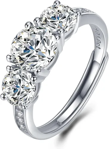 Vista 8 de Moissanite Engagement Ring Solitaire Sterling Silver Promise Rings for Women Lady