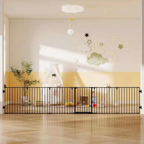 Vista 12 de Puerta de bebé extra ancha de 29.4-78 pulgadas, puertas largas para perros interiores para escaleras