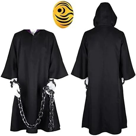 Vista 4 de Disfraz de cosplay de Obito con capa de Uchiha con máscara de Obito para Halloween