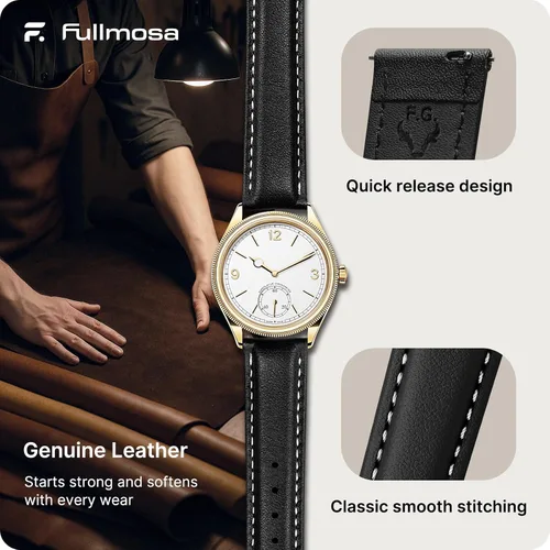 Vista 4 de Fullmosa Correa de reloj de piel de liberación rápida para hombres y mujeres, correas de repuesto de ancho 0.472 in, 0.551 in, 0.630 in, 0.709 in
