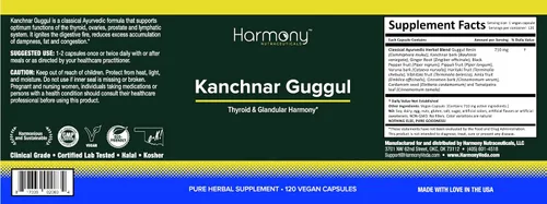 Vista 5 de Kanchnar Guggul - Armonía tiroidea y glandular - 120 cápsulas veganas - Resina Harmony Nutraceuticals Guggul