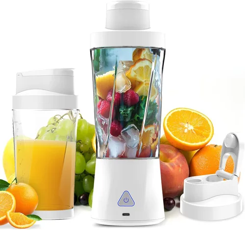 Vista 10 de Licuadora portátil, licuadora personal de 360 W para batidos y batidos para cocina, 24 onzas sin BPA, vaso y tapa con 6 cuchillas, exprimidor