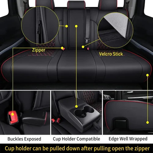 Vista 4 de Huidasource Fundas para Asiento de Tundra, Fundas de Asiento de Cuero Delantero y Trasero, Protector Impermeable para Asiento de Coche Adecuado