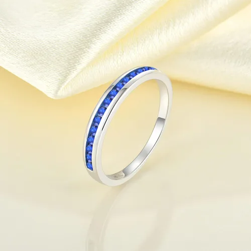 Vista 5 de YL Anillo apilable de plata de ley 925 con halo de piedras natales para mujeres
