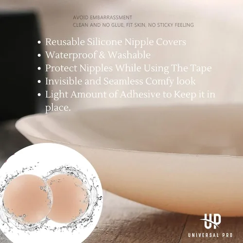 Vista 8 de Boob Tape, BoobyTape for Breast Lift Tape A-E Cup, Push Up in All Dress Tape with Reusable Nipplecover Adhesive,Bob Tape