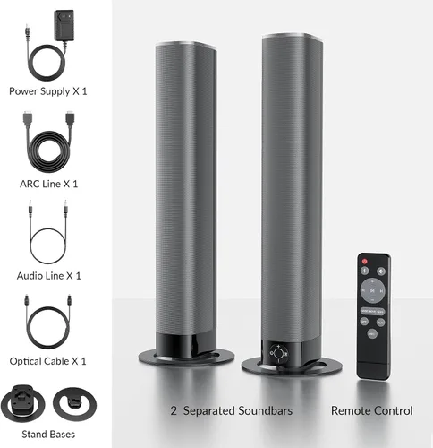 Vista 7 de Barra de sonido, barra de sonido de 80 W con conexión Bluetooth/ARC/Opt/AUX, con aumento de volumen, 3 modos de ecualizador, barra de sonido