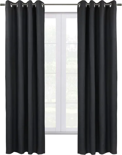Vista 2 de Loft Living Spirit Total Blackout - Panel de cortina texturizada, 52 x 84 pulgadas, color negro