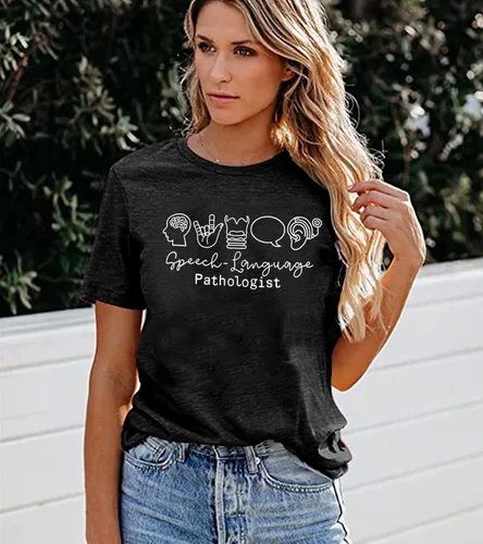 Vista 3 de Camiseta de patólogo del habla y lenguaje para mujer, SLP, camisetas de terapia del habla, camisetas de concienciación sobre el autismo