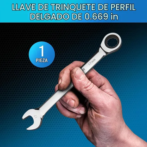 Vista 2 de Llave de trinquete, perfil delgado, llave de trinquete, llave de 0.669 in