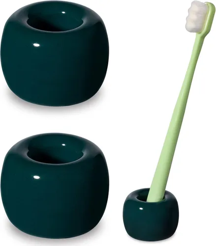 Vista 14 de Urbanstrive - Soporte para cepillo de dientes de cerámicas mini elegante para encimeras de mueble de baño (1 paquete, blanco)