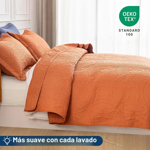 Vista 4 de SheRest - Juego de colcha individual - colcha de cama suave y transpirable, colcha con relieve de estilo moderno, colcha de microfibra ligera