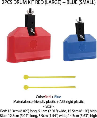 Vista 2 de Bloque de percusión musical de plástico 2PCS 170×150×50MM Bloque 150×120×40MM Rojo y Azul