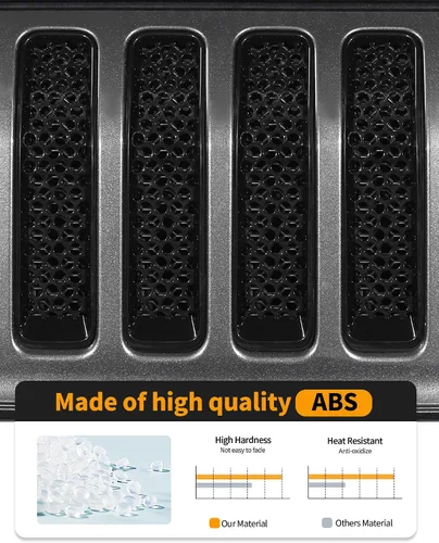 Vista 2 de Hoolcar Insertos de Parrilla de Malla Frontal para Jeep Wrangler JL y Gladiator JT Sport/Sport S/Willys/Rubicon 2018-2020 Accesorios Exteriores