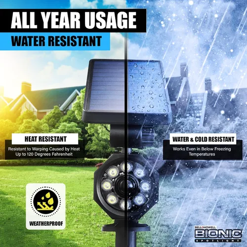 Vista 4 de Bell+Howell Bionic - Foco LED solar con sensor de movimiento de 25 pies, resistente al agua, resistente a las heladas, iluminación exterior como se