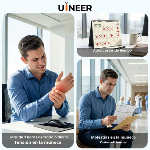 Vista 2 de Uineer Ratón ergonómico vertical, mouse inalámbrico Bluetooth, 3