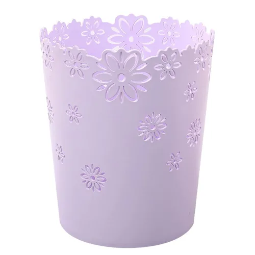 Vista 8 de Wastebasket, forma de flor hueca de plástico sin tapa, papelera de basura - M - rosa