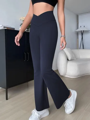 Vista 4 de Falre - Leggings para mujer, pantalones de yoga de cintura alta, leggings de entrenamiento cruzado, pantalones de vestir acampanados, paquete de 2