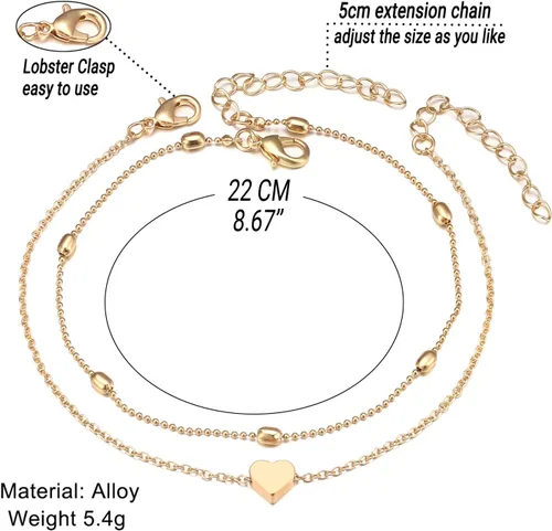 Vista 6 de Fesciory - Tobillera ajustable de aleación de oro, joyería de regalo, para mujer