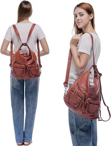 Vista 6 de LL LOPPOP Bolso cruzado grande convertible Hobo, mochila de hombro con múltiples bolsillos para mujer