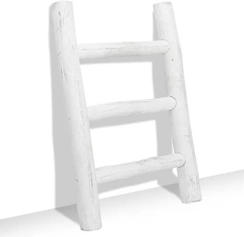 Vista 16 de FUIN - Escalera decorativa de madera maciza rústica de 6 pies, color negro