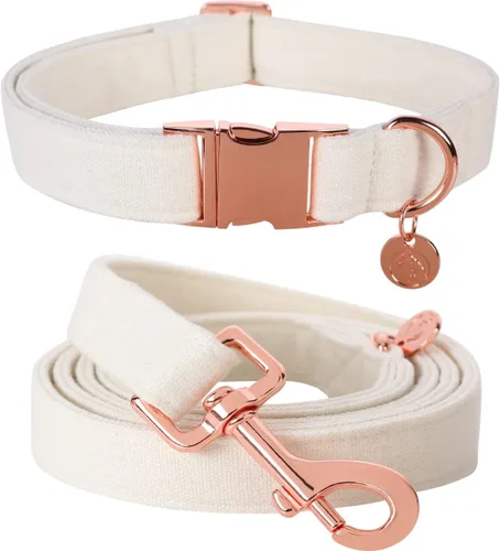 Vista 17 de DOGWONG Collar y correa de algodón para perro, collar para mascotas, suave, duradero, básico, para perros pequeños, medianos y grandes Negro