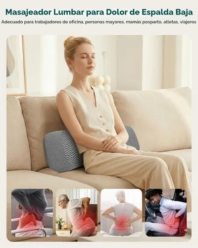 Vista 13 de Almohada de apoyo lumbar 3 en 1, masajeador de espalda de elevación de aire Gris-oscuro