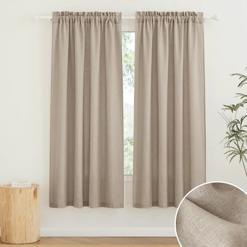 Vista 9 de RYB HOME - Cortinas de lino texturizado semitranslúcidas, privacidad media, filtro de luz, decoración de ventana para dormitorio/baño/sala de estar