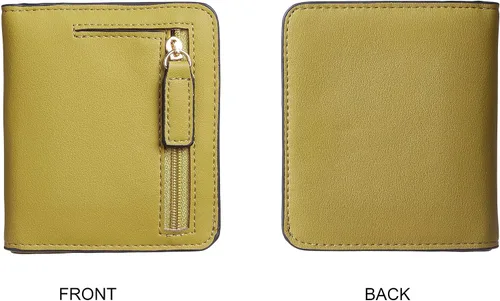 Vista 5 de Gostwo - Cartera compacta de piel genuina de lujo para mujer con bloqueo de RFID y ventana de identificación