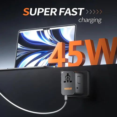 Vista 4 de Adaptador de viaje universal, adaptador de enchufe de viaje para EE. UU./UE/Reino Unido/AU y más de 200 países en todo el mundo, adaptador